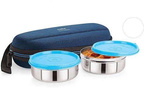 cello max fresh super steel 2 lunch box blue 7 Containers Lunch 